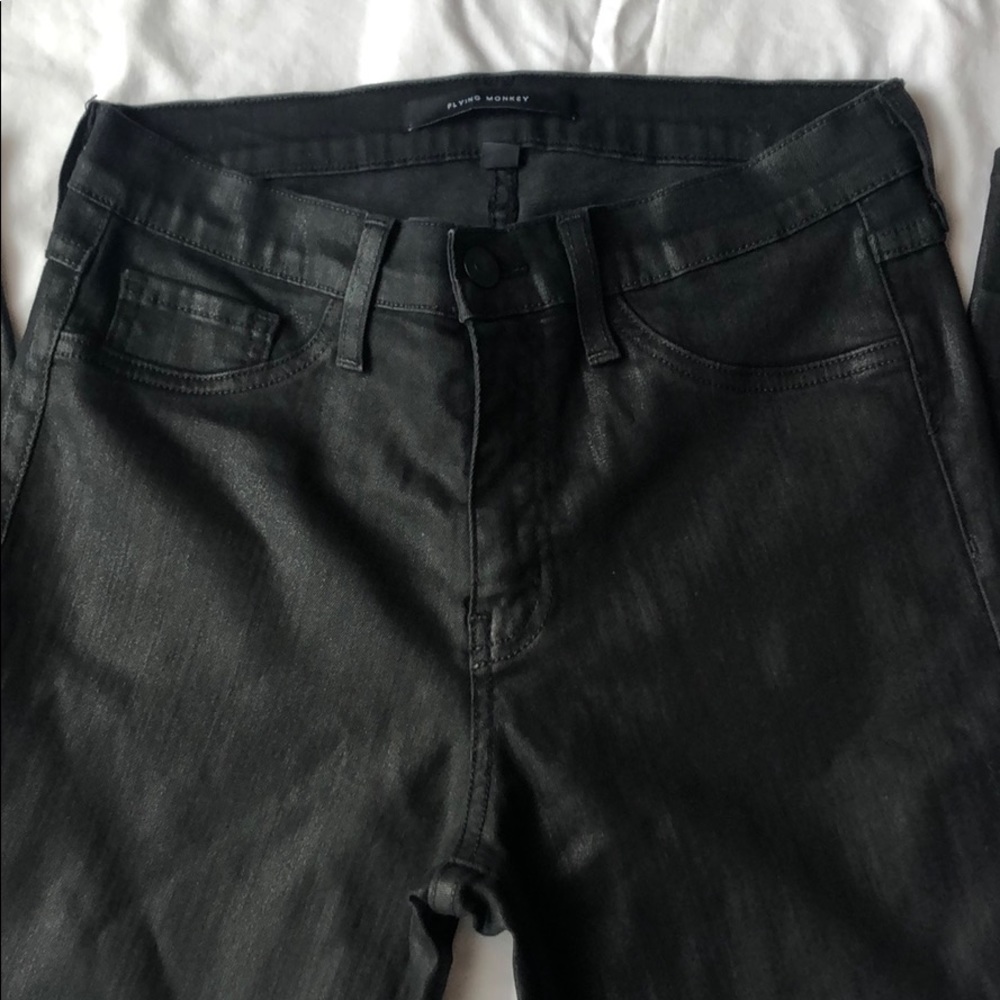 NWOT Flying Monkey Black Coated Shinny Jeans 29